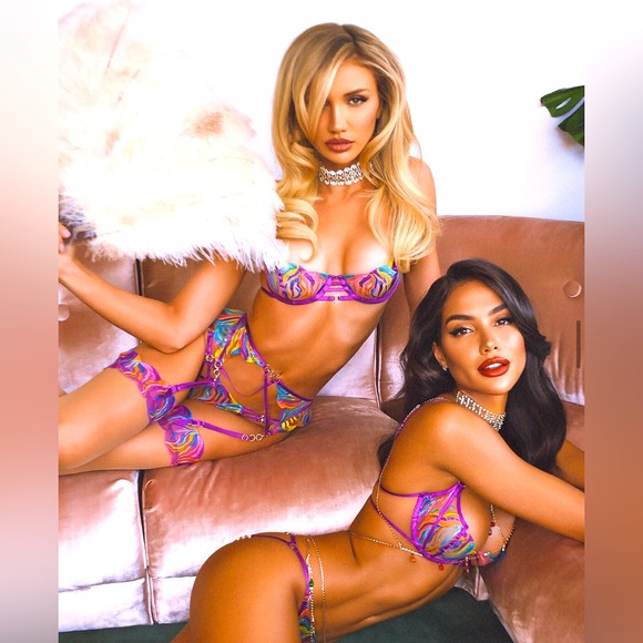 Honey Birdette Solange Rainbow Lingerie 5 Piece Set 30F, XXS - Picture 3 of 12